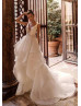 Ivory Organza Layered V Back Wedding Dress